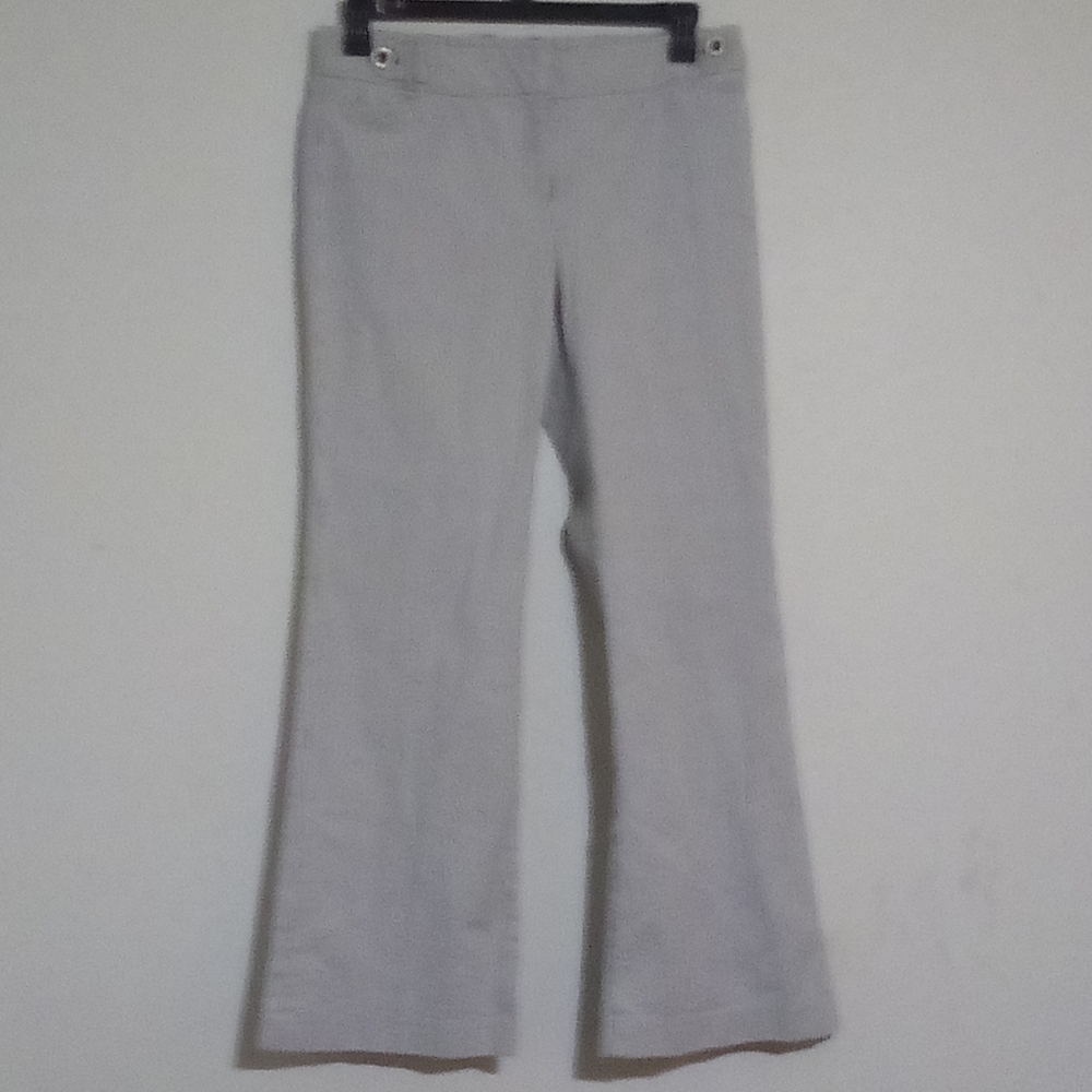 Dalia Collection blue and white pinstriped pants.